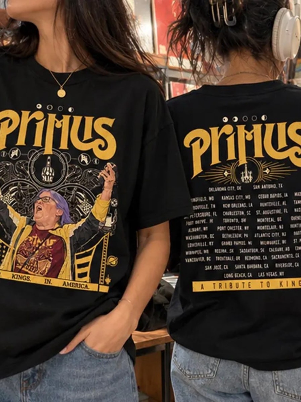 Black T-Shirt with Gold Primus Graphic